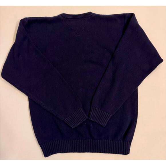 Vtg Tommy Hilfiger Navy Crewneck Pullover Sweater Embroidered Sz L - Picture 4 of 4